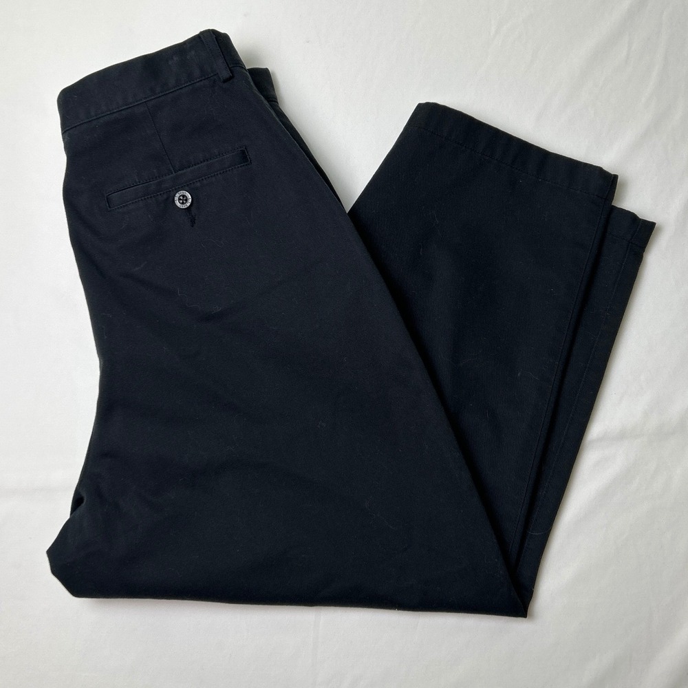 LL Bean Womens High Rise Cotton Twill Original Fit Chino Pants 12 Short Black